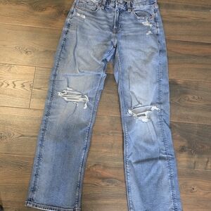 American Eagle Outfitters Medium Blue Ripped Straight Leg Jeans